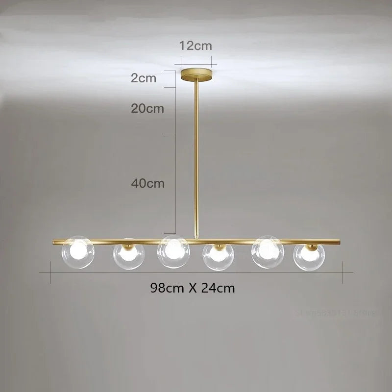 Lustre — LED moderne avec lampes à billes en verre nordique
