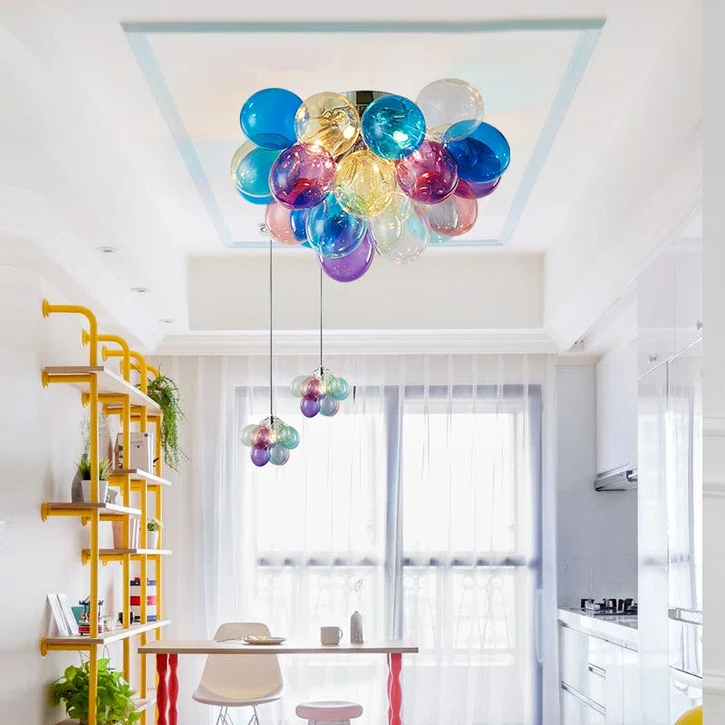 Suspension — Moonriver éclairage moderne créatif couleur lampes suspendues pour plafond boule de verre lustre salon suspension lumière chambre décor