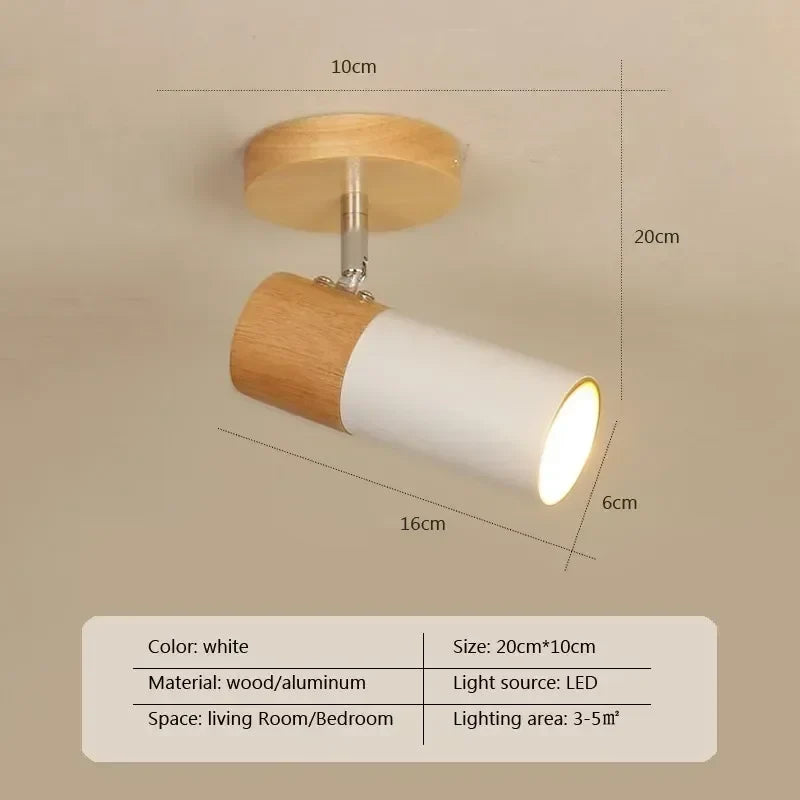 Plafonnier — Nordique en bois à LED rotatif multi-têtes décoratif