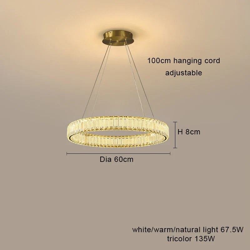 Lustre — LED en cristal fantaisie lumière suspendue moderne