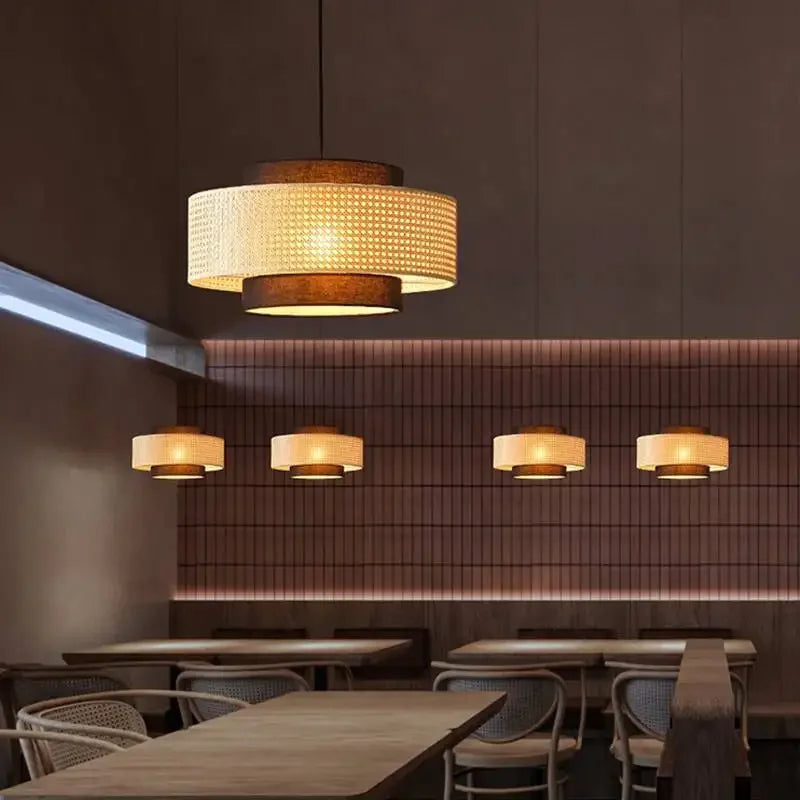 Suspension design à cannage en bambou rotin LED déco – Avelin Aube