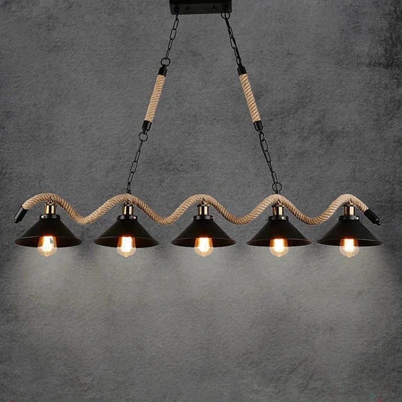 Lustre Industriel Joséphine Rivage en Corde Tressée