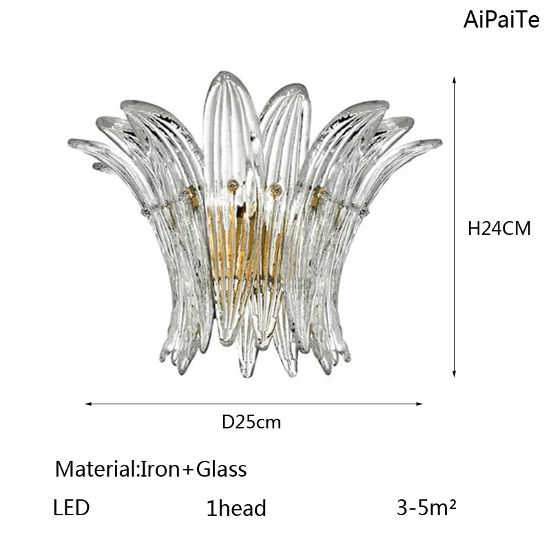 Lustre — AiPaiTe français Vintage Murano verre LED lustre pour salon escalier Villa hôtel hall en forme de palmier lustre en verre