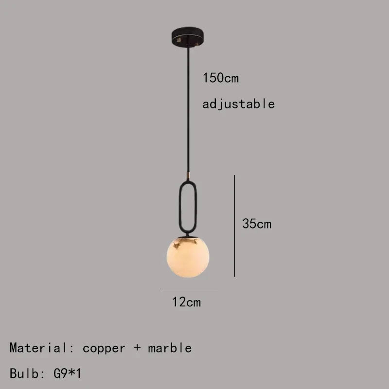 Lampe à poser — Suspendue LED en laiton et marbre naturel décorative réglable