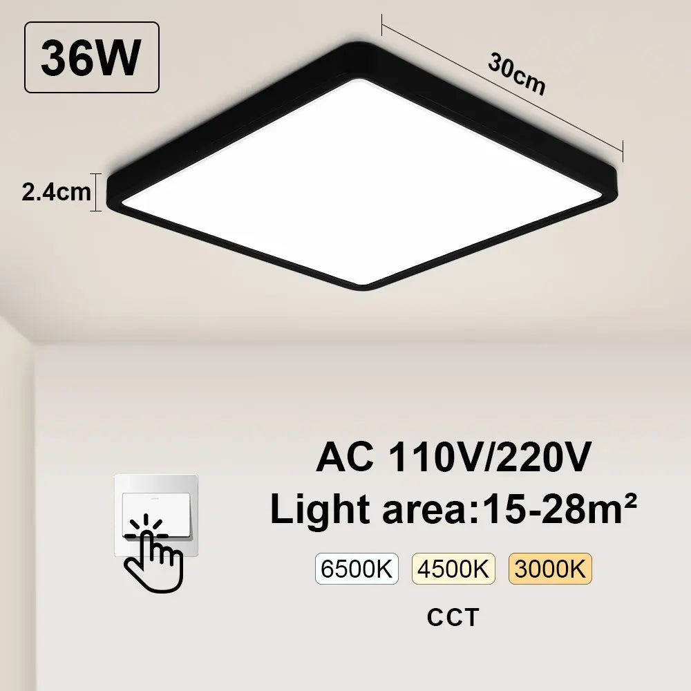Plafonnier Tuya Smart LED App commande vocale Alexa Google télécommande plafonniers carrés salon chambre éclairage Adrien Courbe - Une Silhouette Graphique Affirmée