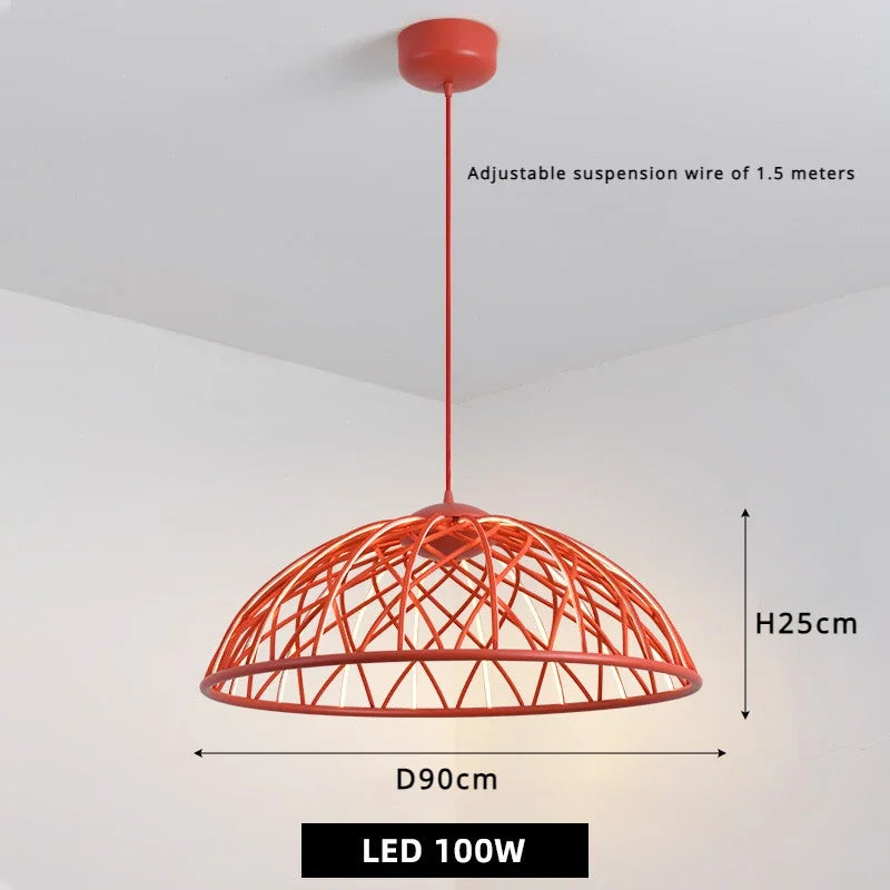 Suspension Naturelle Isidore Sillage en Corde — Rouge / D45cm / Lumière froide ; Rouge / D45cm / Lumière chaude ; Rouge / D45cm / Lumière neutre ; Rouge / D61cm / Lumière froide ; Rouge / D61cm / Lumière chaude ; Rouge / D61cm / Lumière neutre ; Rouge / D76cm / Lumière froide ; Rouge / D76cm / Lumière chaude ; Rouge / D76cm / Lumière neutre ; Rouge / D90cm / Lumière froide ; Rouge / D90cm / Lumière chaude ; Rouge / D90cm / Lumière neutre