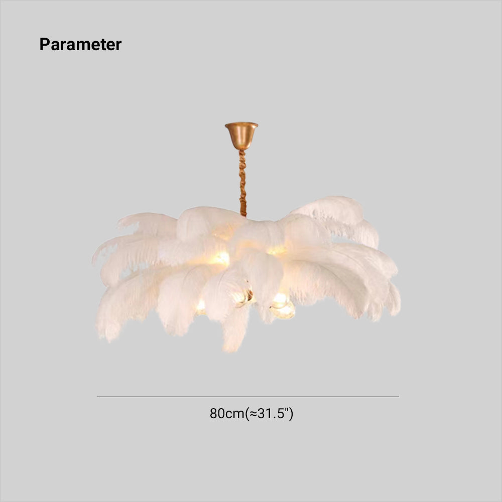 O'Moore Suspension Fleur Moderne, Cuivre/Plume, 8 Couleur, Salon - Neutralighting