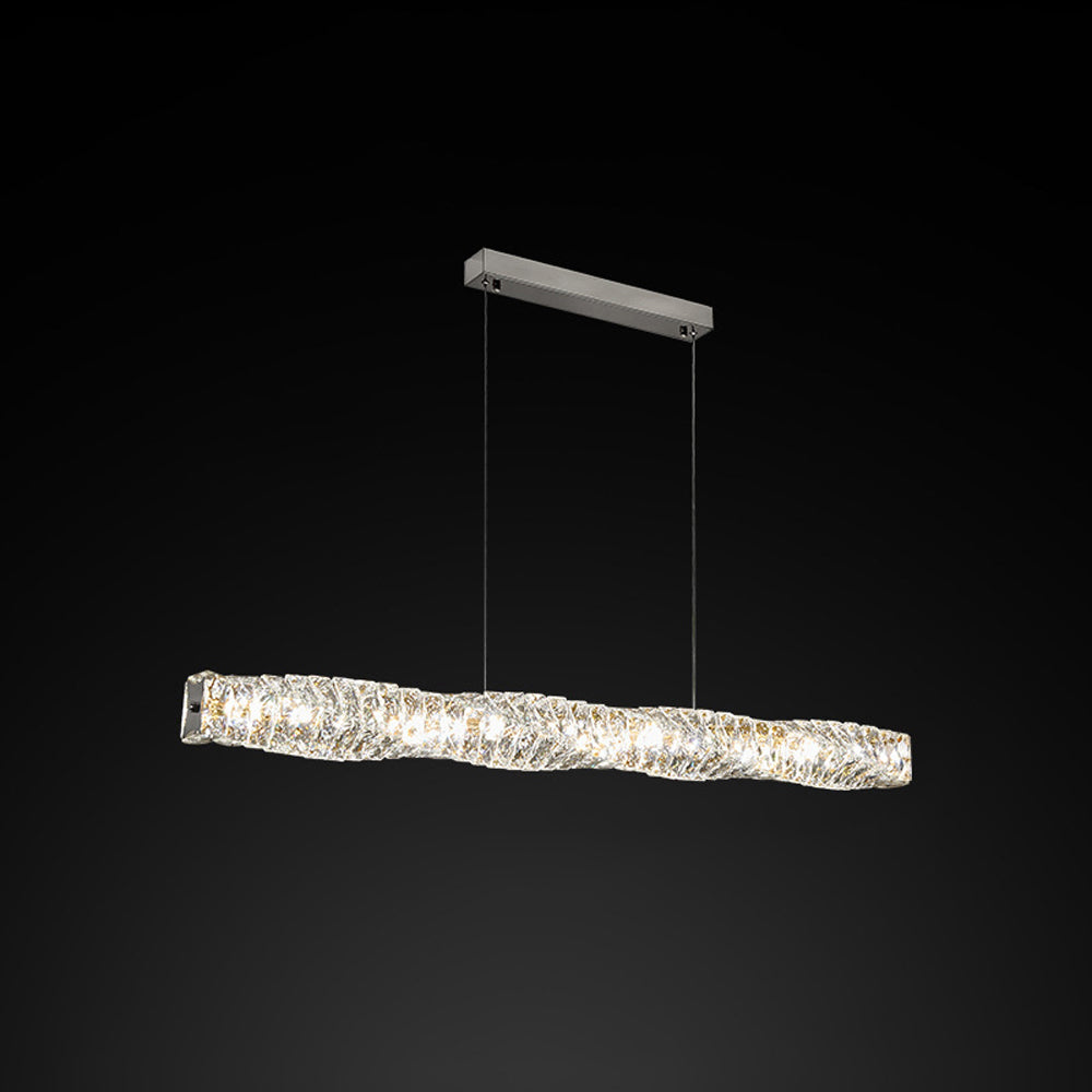 Kristy Suspension Linéaire Simple, Acier/Cristal, Or/Argent, Bar/Cuisine - Neutralighting