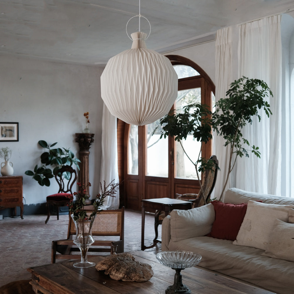 Ritta Suspension Globe Moderne, Metal/Papier, Blanc, Salon - Neutralighting