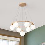 Valentina LED Suspension Bois Verre Blanc Salon/Chambre À Coucher - Neutralighting