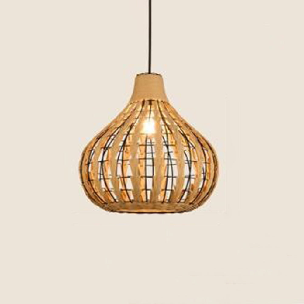 Ritta Suspension Globe Simple, Métal/Rotin, Marron Foncé/Marron Clair, Bar/Cuisine - Neutralighting