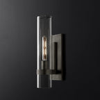 Arisha Applique Murale Moderne en Verre Cylindrique, Noir/Doré/Ardenté - Neutralighting