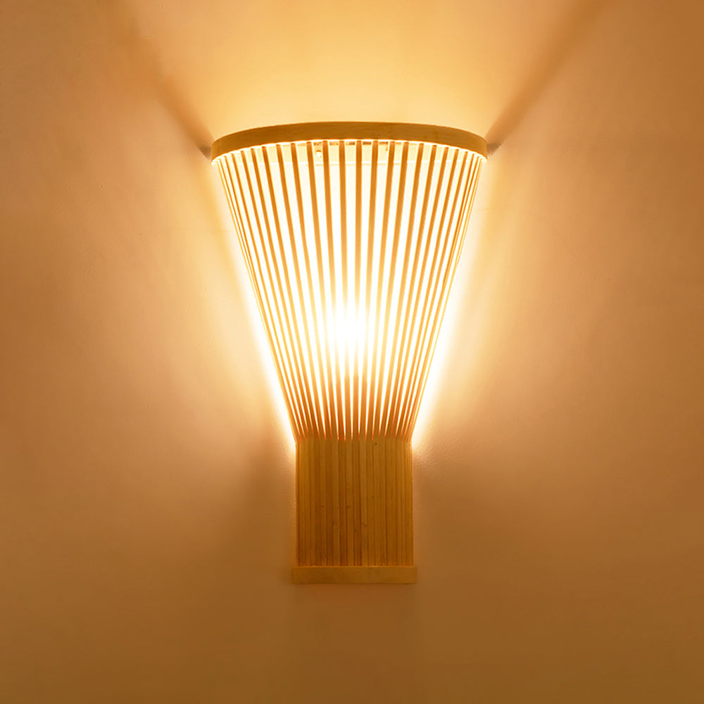 Muto LED Applique Murale Rotin Bambou Naturelle, Rotin/Acrylique, Chambre à Coucher - Neutralighting