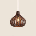 Ritta Suspension Globe Simple, Métal/Rotin, Marron Foncé/Marron Clair, Bar/Cuisine - Neutralighting