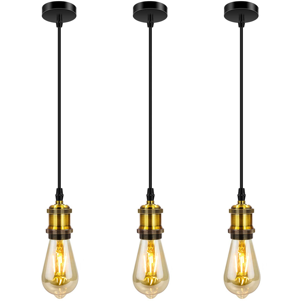Silva Rétro LED Suspension Noir/Or Métal Verre Chambre À Coucher - Neutralighting