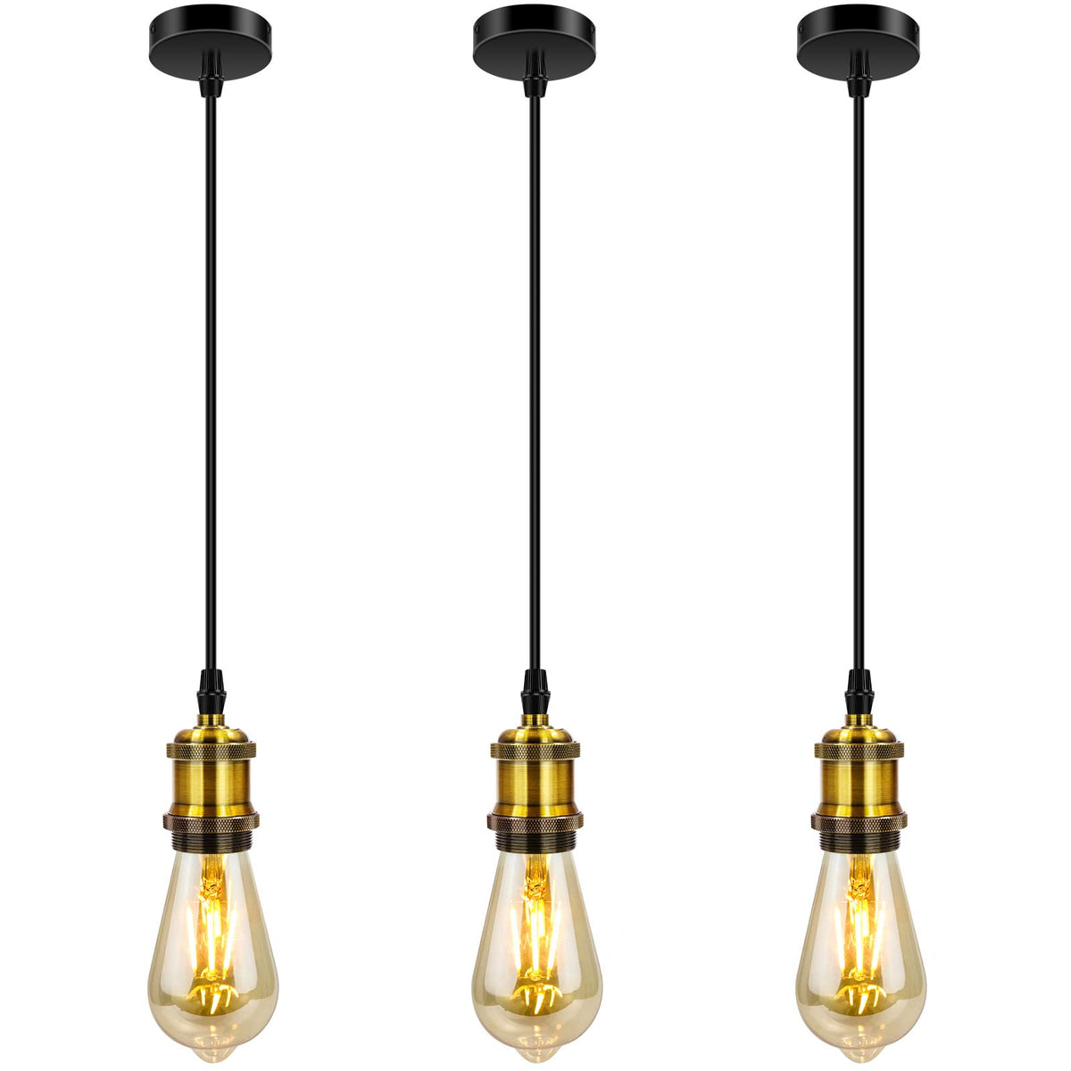 Silva Rétro LED Suspension Noir/Or Métal Verre Chambre À Coucher - Neutralighting
