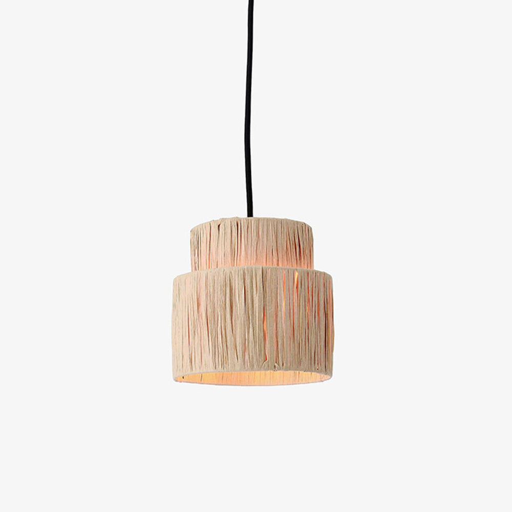 Ritta Rattam Suspension Ronde Simple, Métal/Rotin, Marron, Chambre à Coucher/Librairie - Neutralighting
