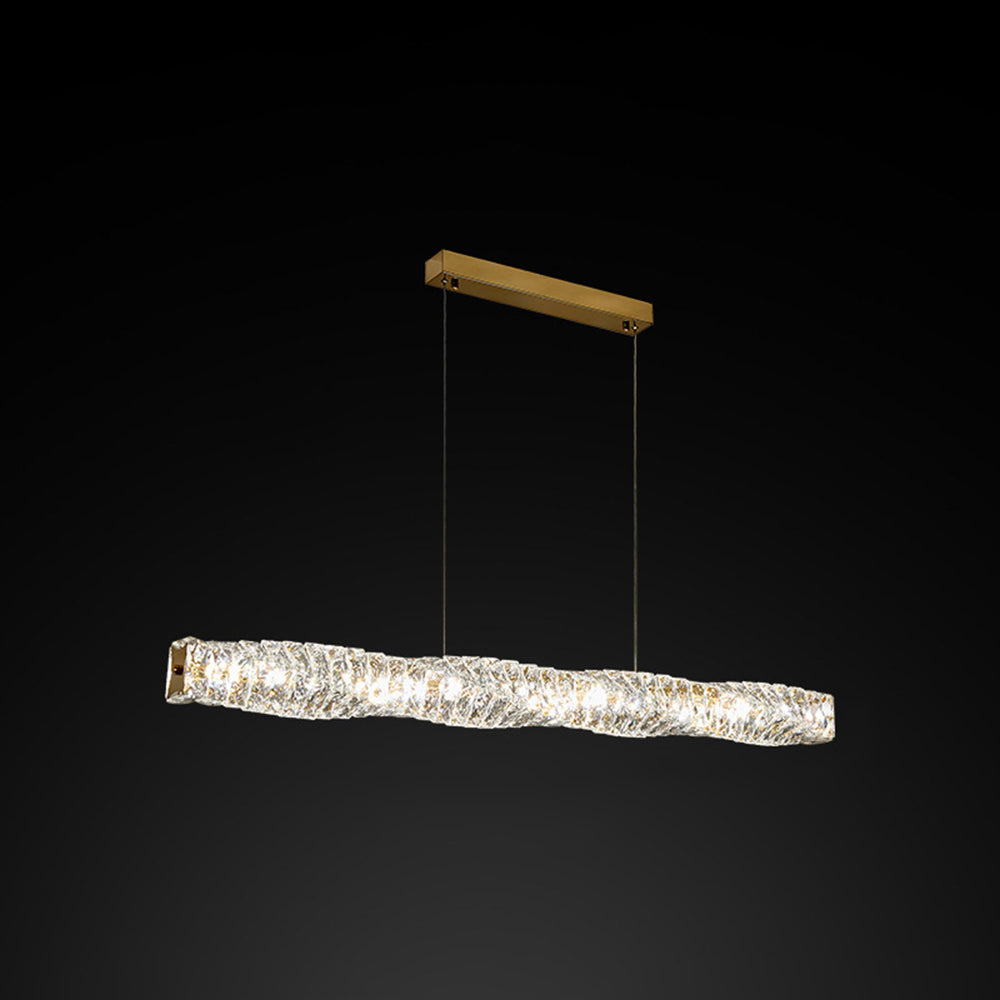 Kristy Suspension Linéaire Simple, Acier/Cristal, Or/Argent, Bar/Cuisine - Neutralighting