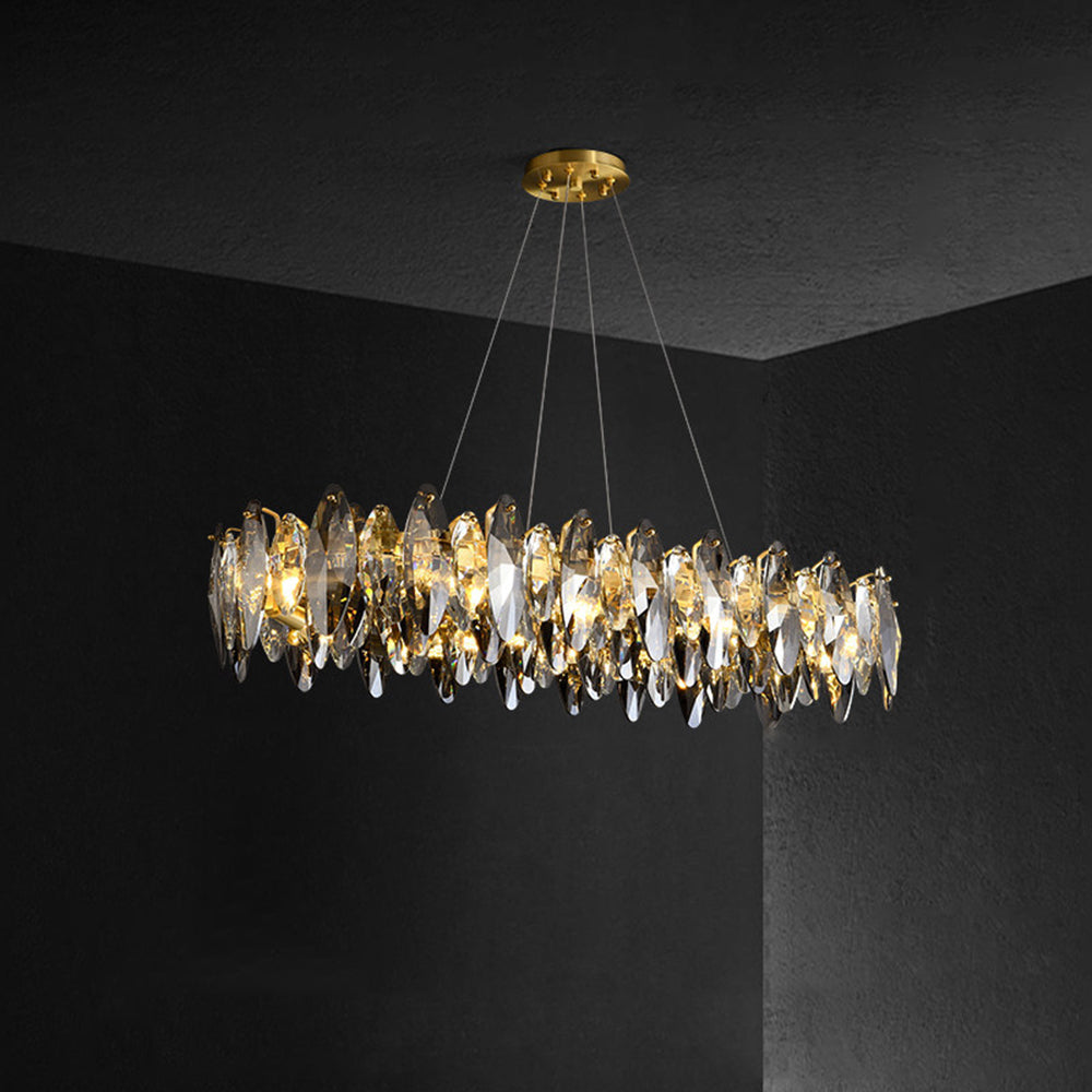 Kristy Suspension Anneau Contemporaine, Métal/Cristal, Noir/Or, Chambre à Coucher/Salle à Manger - Neutralighting