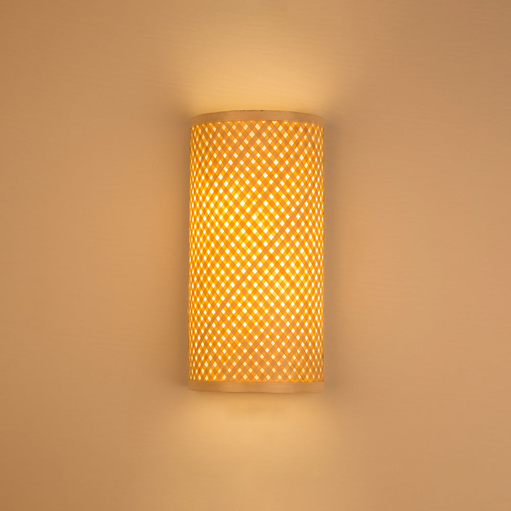 Muto LED Applique Murale Rotin Bambou Naturelle, Rotin/Acrylique, Chambre à Coucher - Neutralighting