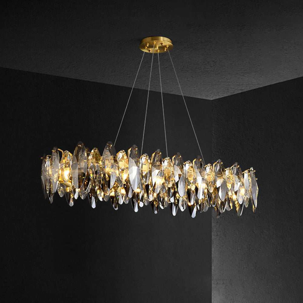 Kristy Suspension Anneau Contemporaine, Métal/Cristal, Noir/Or, Chambre à Coucher/Salle à Manger - Neutralighting