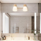 Muto Design Italien LED Applique Murale à Miroir Ronde Rustique Bois/Verre Blanc Salle de Bain - Neutralighting
