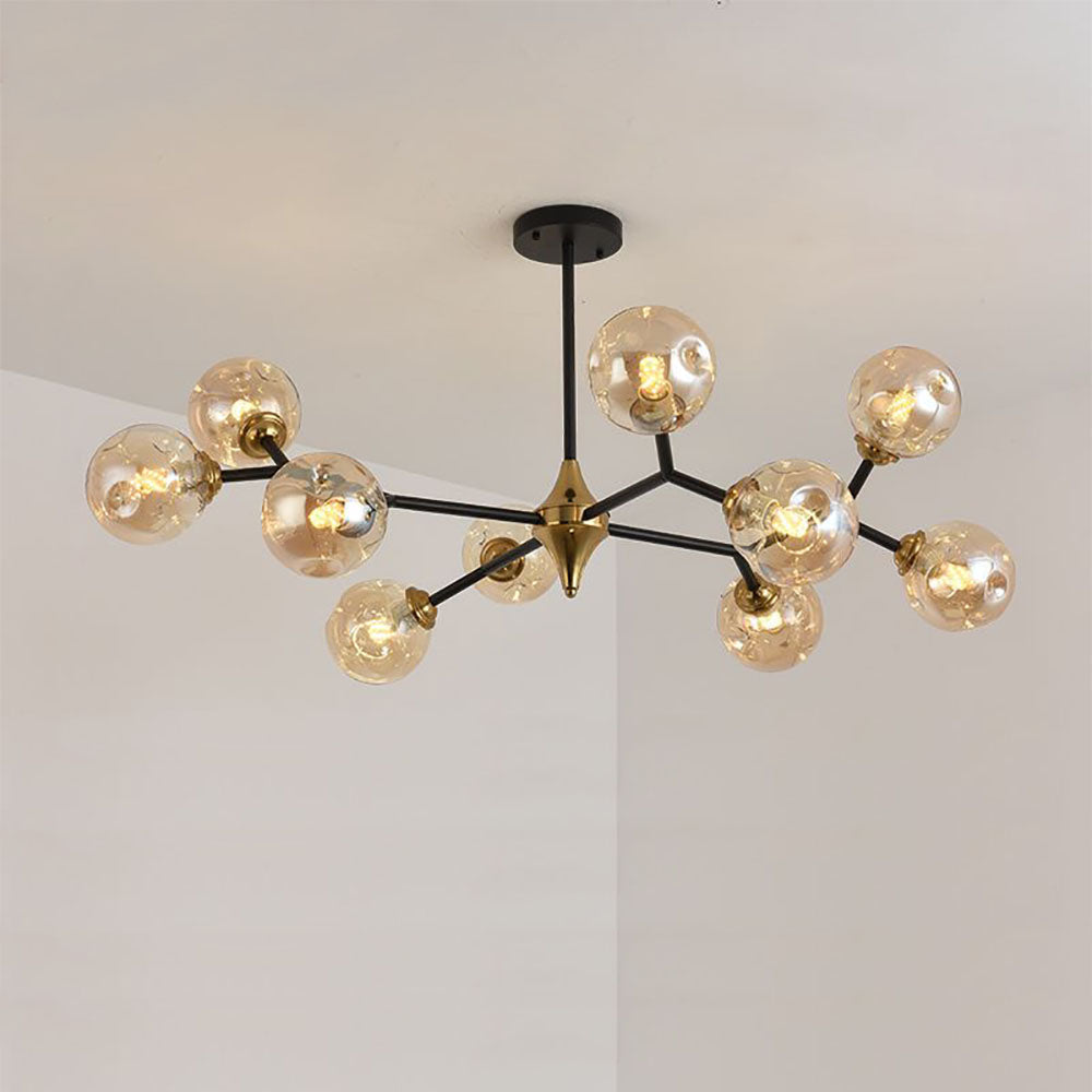 Valentina Lustre Art Deco Design Luminaires Suspensions Métal/Verre Ambre Chambre à Coucher/Salon - Neutralighting