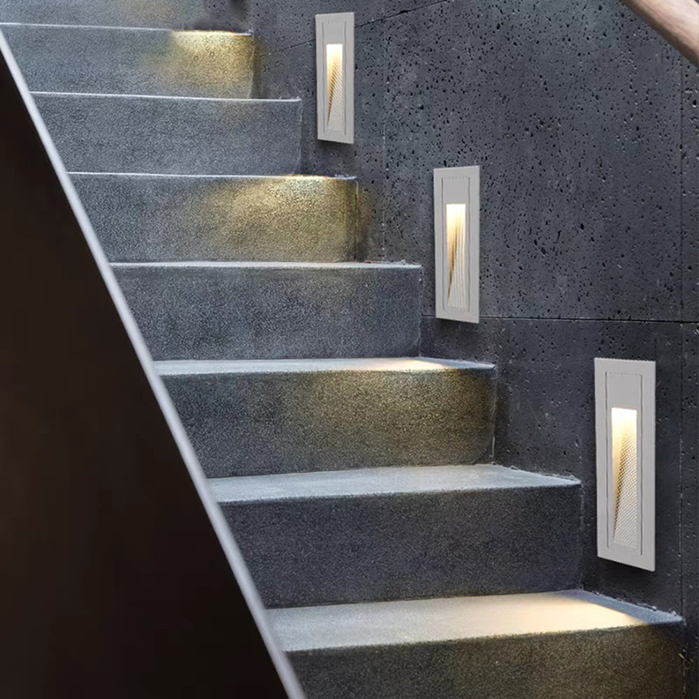 Ray Éclairage Escalier Extérieur Carré Simple, Métal/Acrylique, Noir/Gris/Blanc, Escalier - Neutralighting