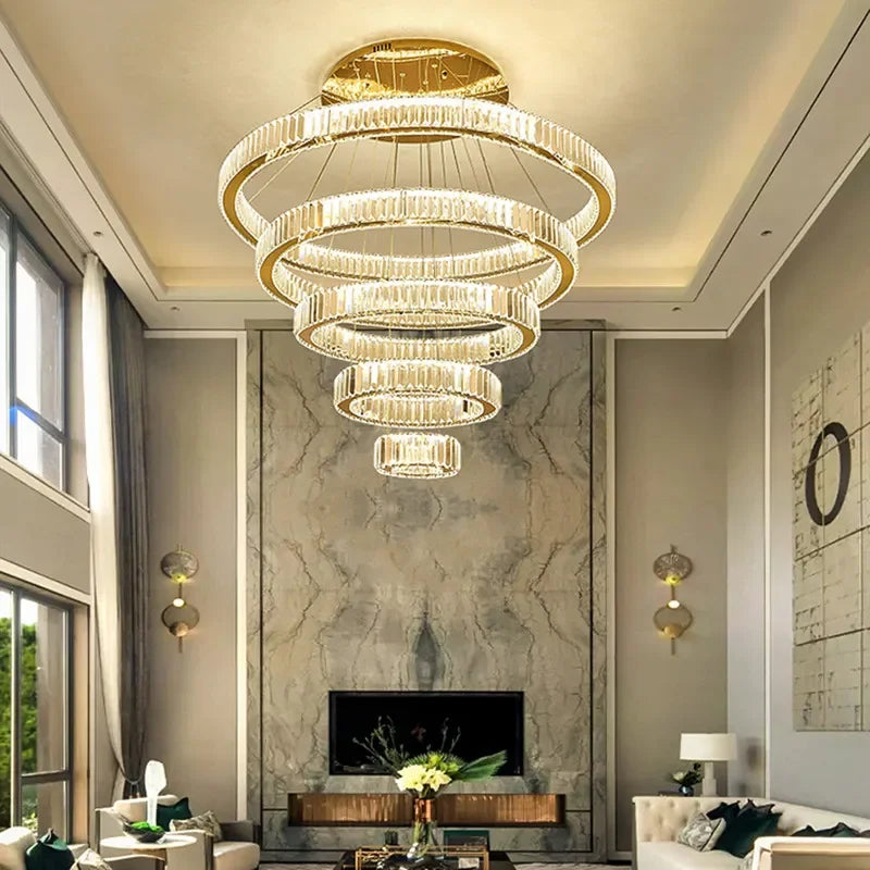 Lustre — Moderne en cristal avec anneau pour décoration intérieure