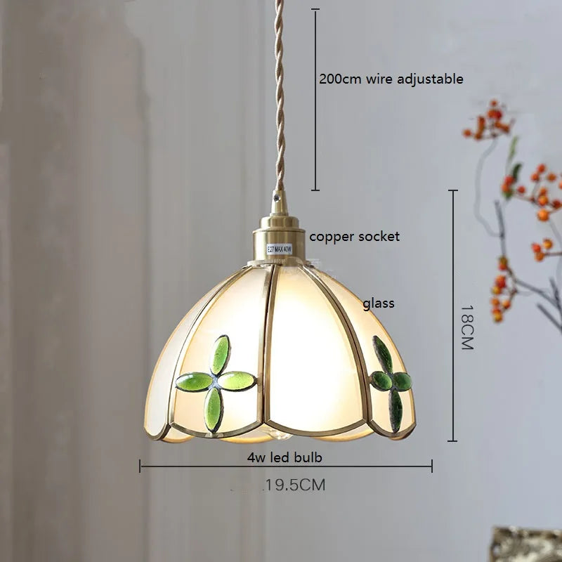 lampe à main vintage nordique avec verre coloré et cuivre