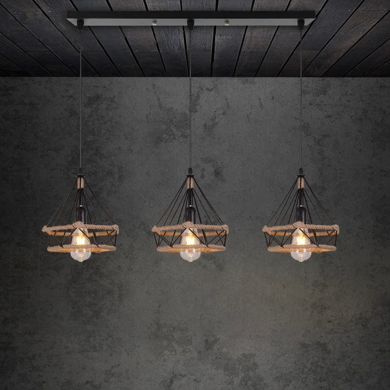 Lustre Industriel Noémie Rivage en Corde de Chanvre