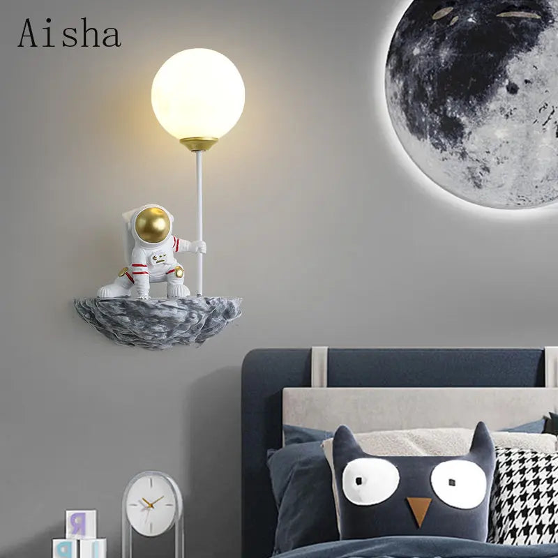 Applique murale — Dessin animé astronaute lampe LED pour enfants