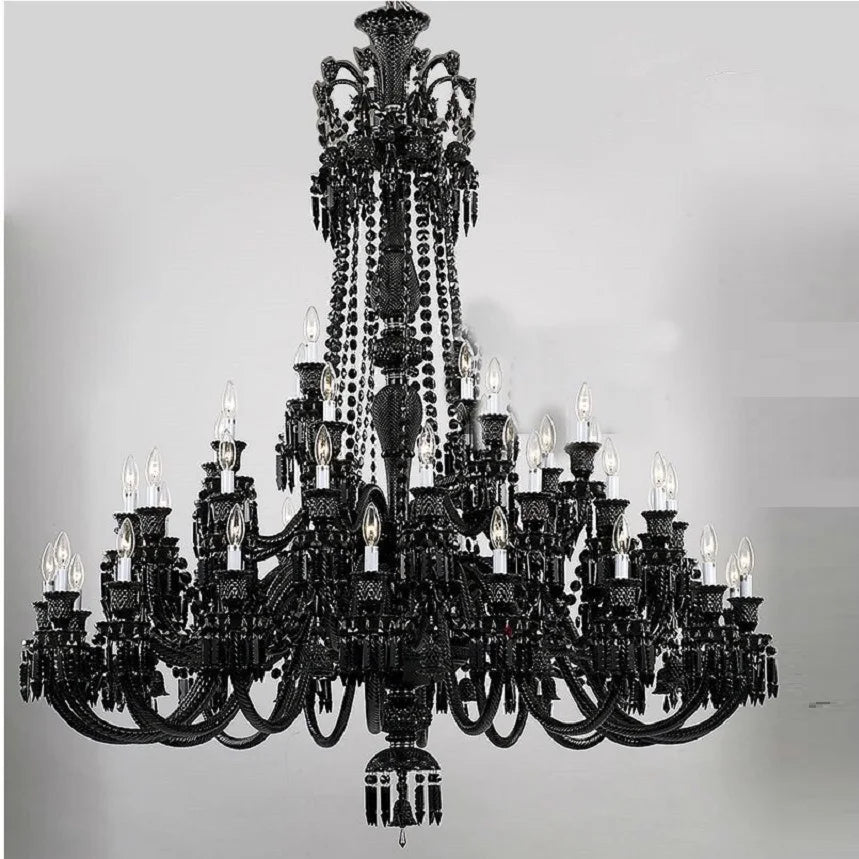 Lustre — En cristal noir européen avec lampe à bougie à LED
