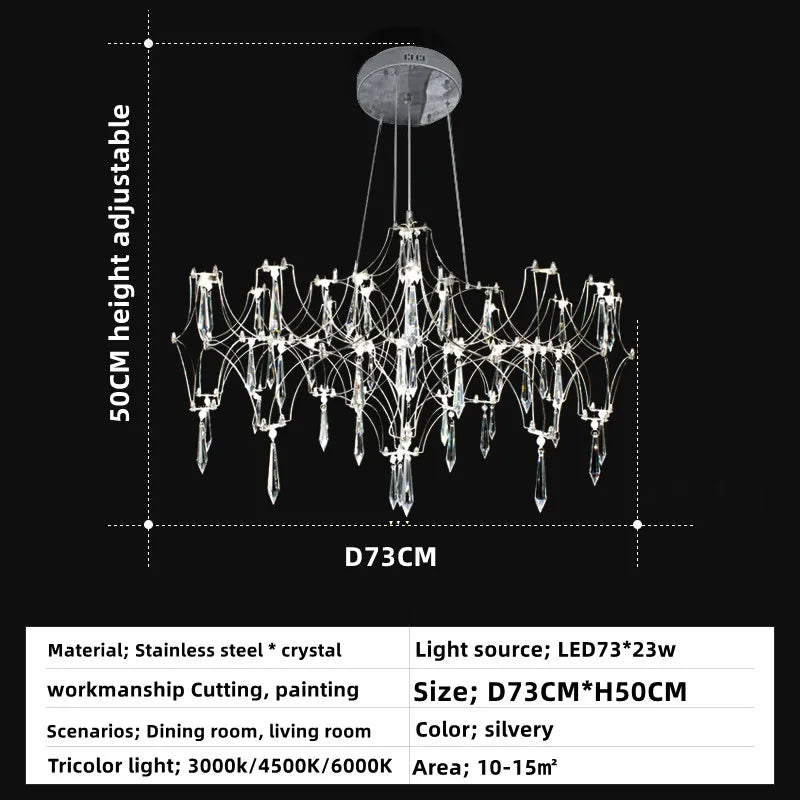 Lustre — Post-moderne cube de lumière en cristal acier inoxydable LED