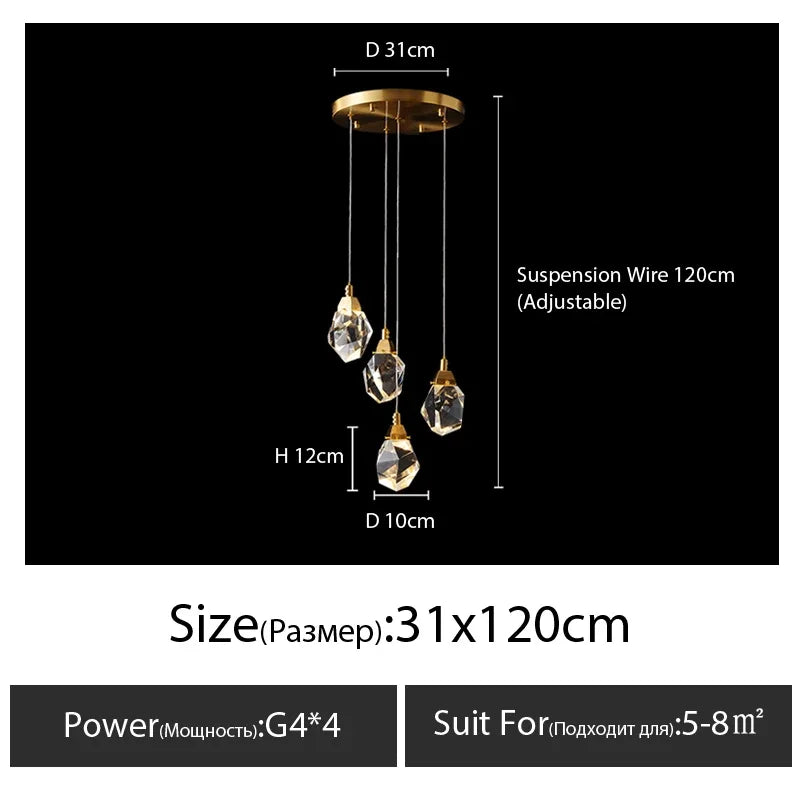 Lustre — En cristal de diamant de luxe escalier grand salon