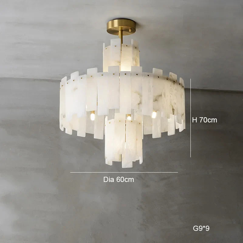 Suspension — Suspension élégant en marbre naturel LED postmoderne pour villa