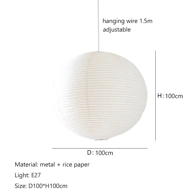 Lustre — Nordique wabi sabi en papier de riz LED rond