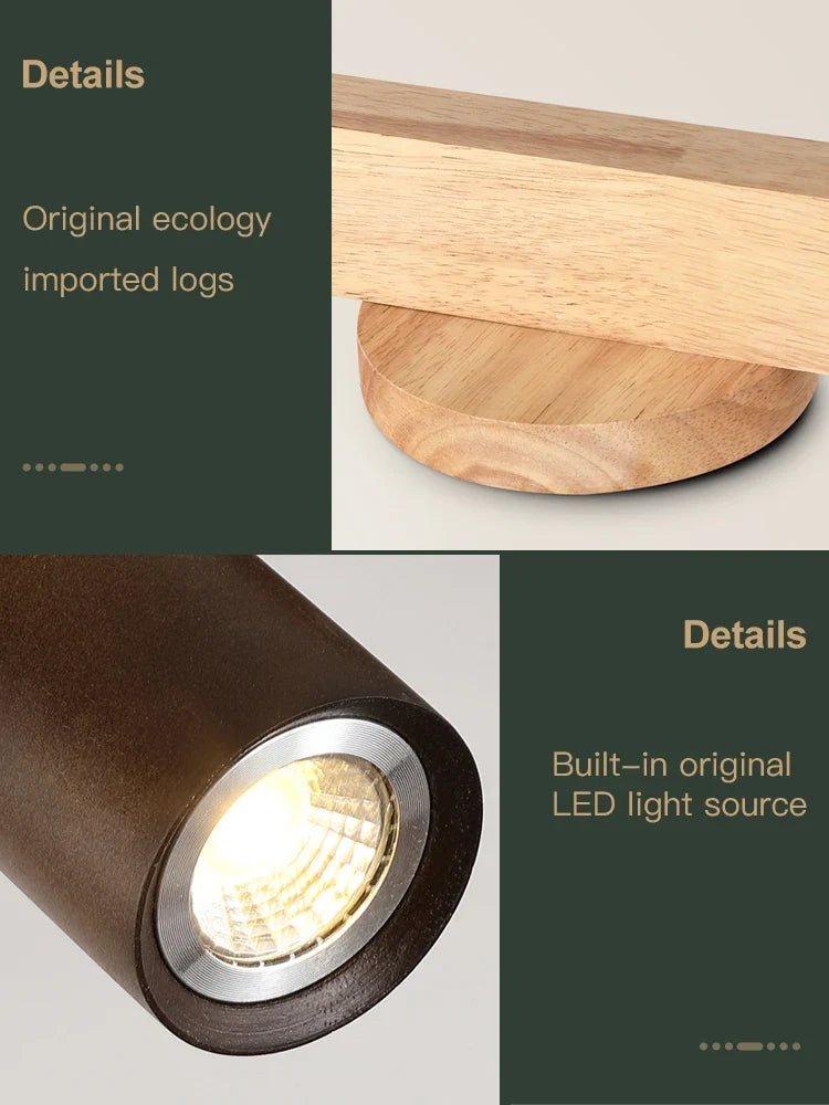 Lustre Grain de bois Led avec projecteur pour salon chambre plafonniers éclairage décor noir Lustre cuisine luminaire Lucille Rive - Un Accent Raffiné au Quotidien