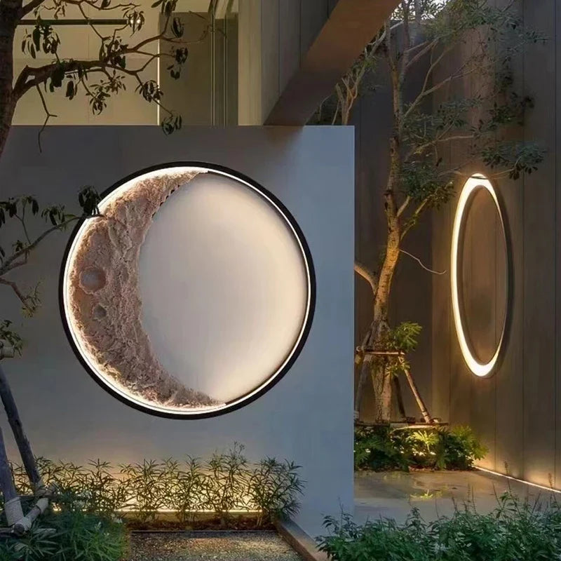 Applique murale — Nouvelle applique murale lune LED étanche moderne extérieur jardin résine