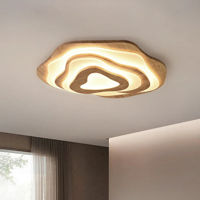 Plafonnier — LED en bois design nordique avec télécommande