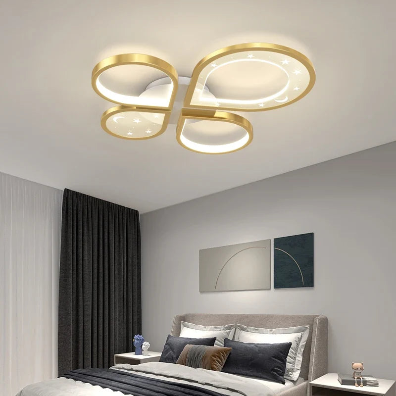Plafonnier led créatif lustre nordique moderne éclairage doré Cybèle Étude - Lignes Épurées & Atmosphère Sereine