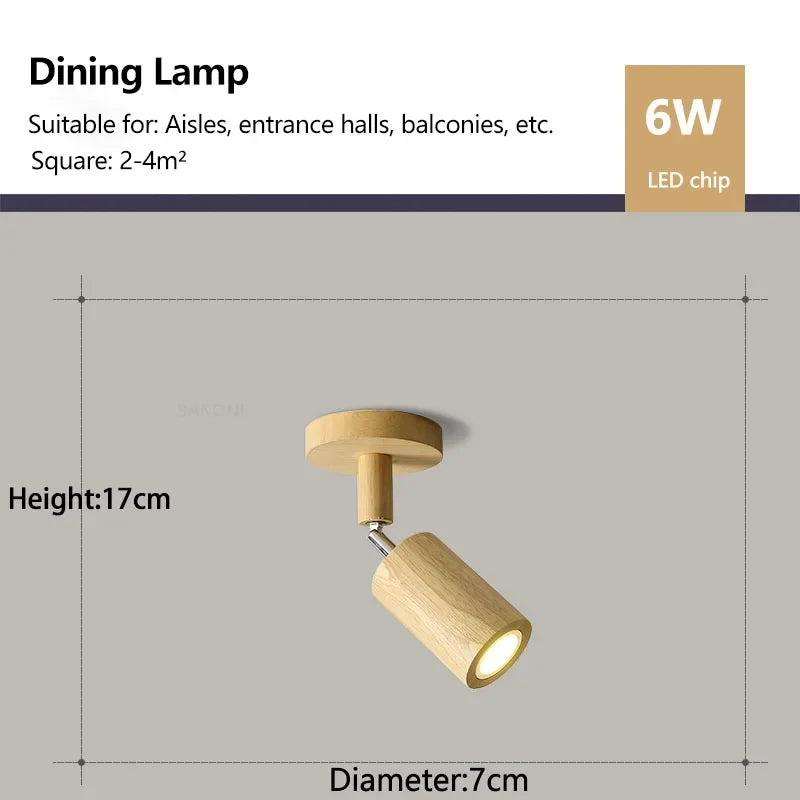 Plafonnier en bois avec projecteur rotatif réglable décoratif Orson Sonate - Une Présence Naturelle Apaisante