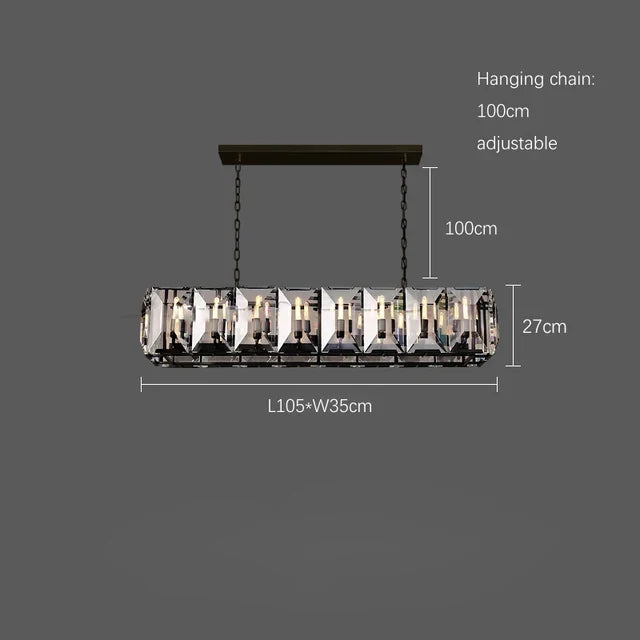 Suspension — Moderne en cristal k9 suspension rectangulaire grande taille