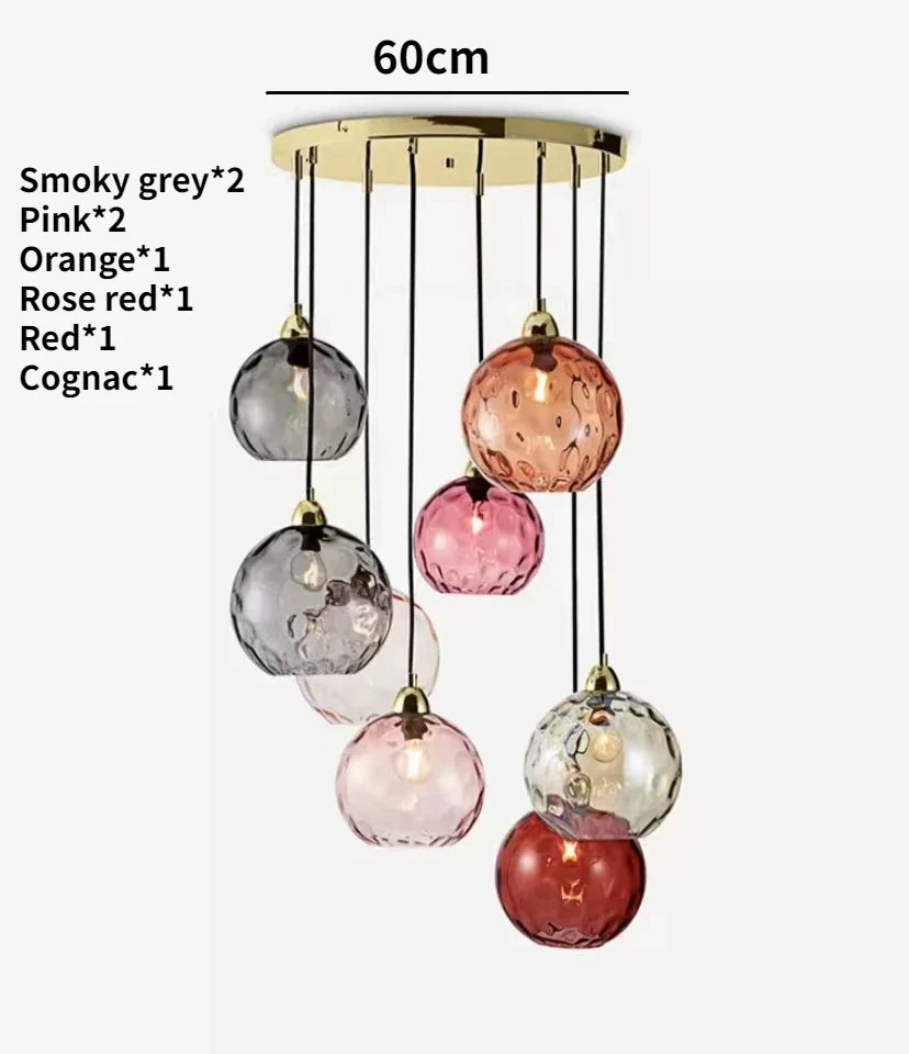 Lustre — Boule de verre coloré nordique lampes suspendues moderne Grain d'eau Restaurant cuisine luminaire suspendu chambre lampe de chevet