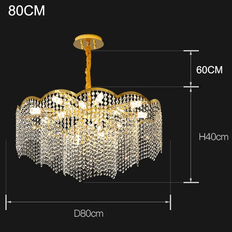 Suspension — Moderne en cristal doré haute suspension design élégant pour intérieur
