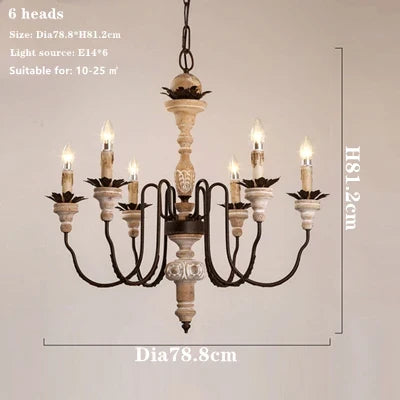 Lustre — Rétro artisanal en bois massif luminaire décoratif suspendu