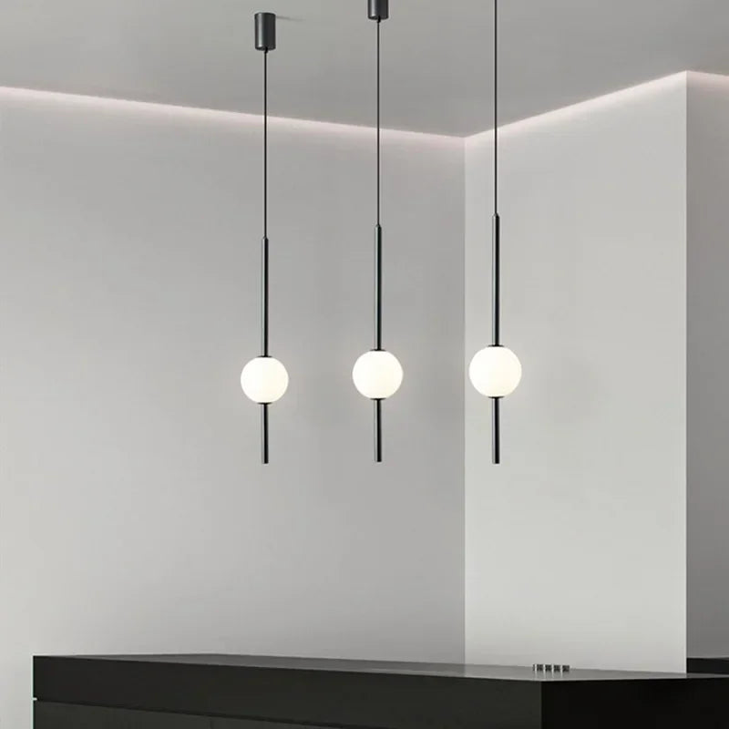 Suspension — Nordique Simple boule de verre suspension lumières salle à manger chambre décor lampe suspendue Restaurant Bar Suspension lustres éclairage