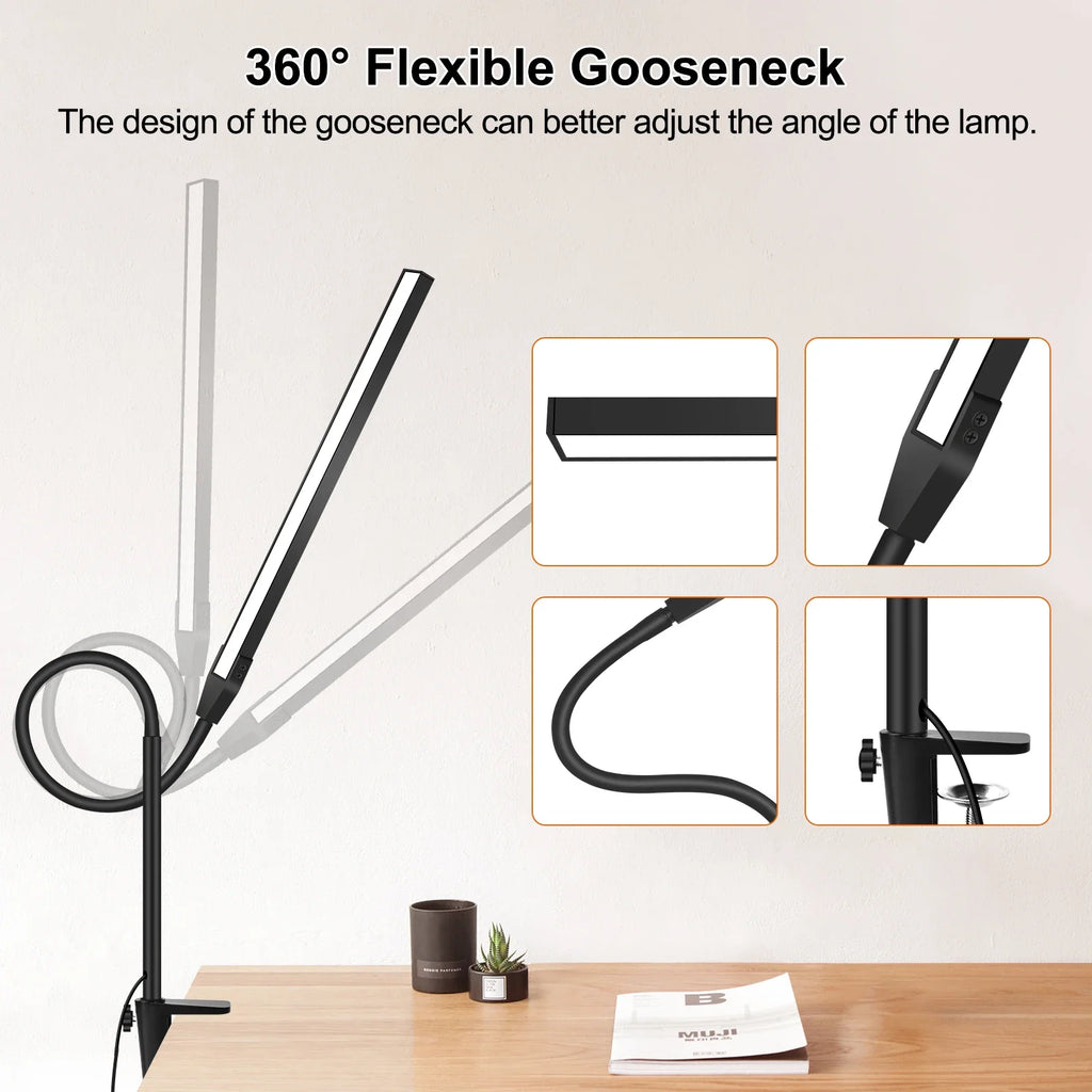 Suspension — NEWACALOX pince de bureau barre d'écran suspension lumière 360 ° rotatif pliant bras Flexible Support 108 pièces LED SMD Protection des yeux lampe de bureau