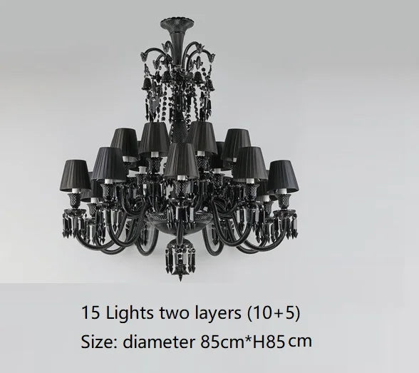 Lustre — En cristal noir européen avec lampe à bougie à LED