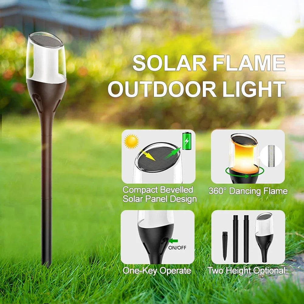 lampes solaires extérieures à flamme pour jardin et patio